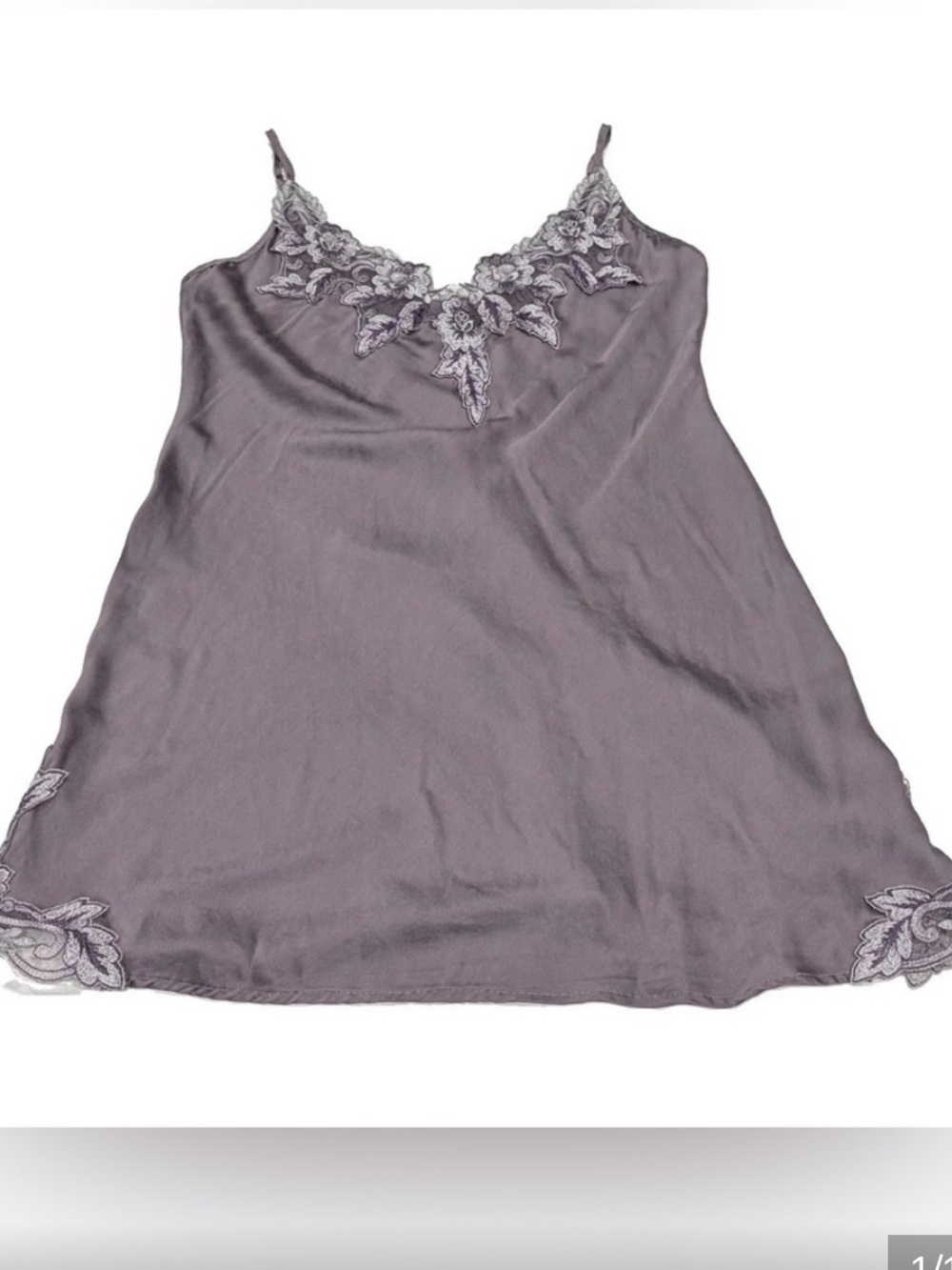 VINTAGE 100% SILK Women's Lavender Slip Mini Dress with Lace Trim
